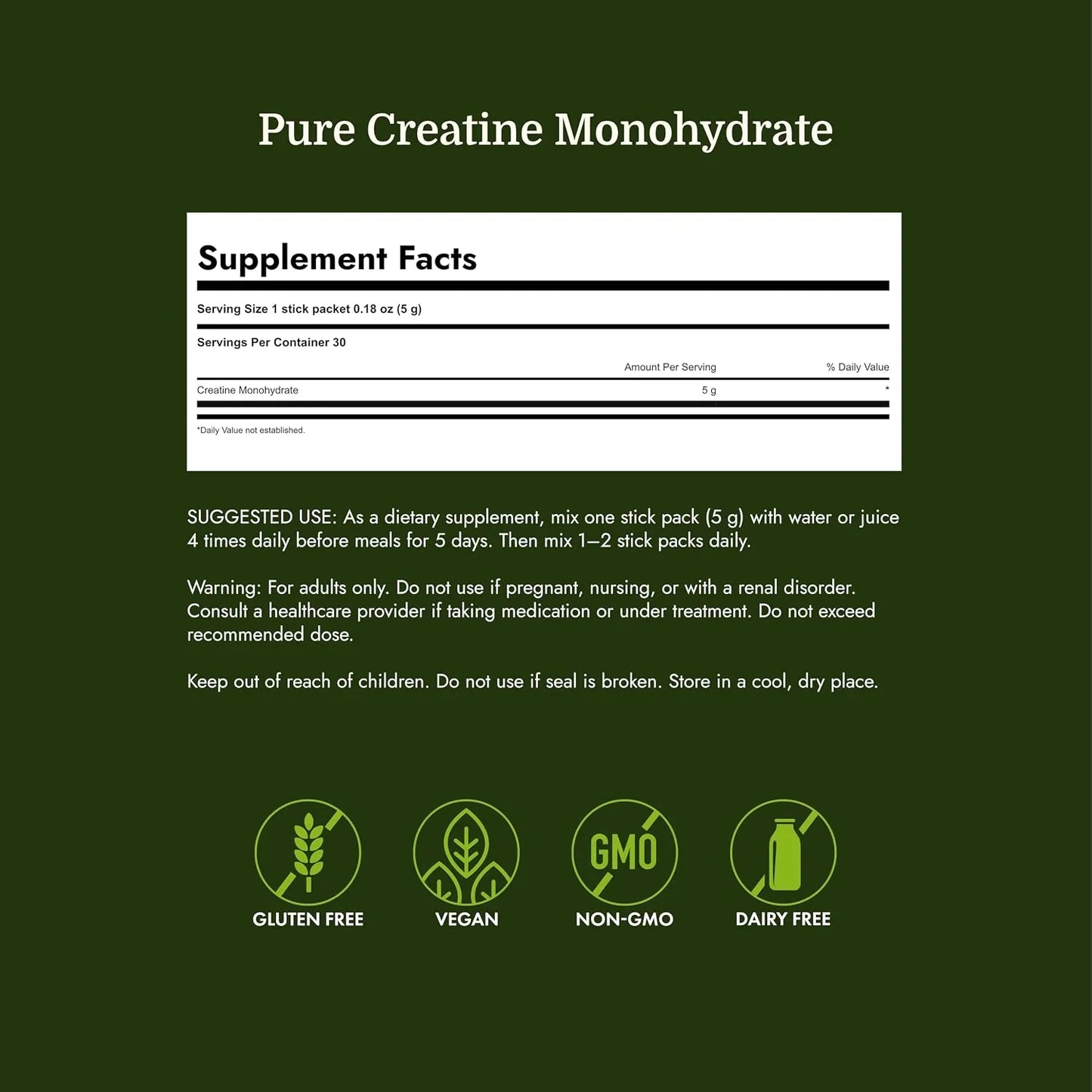 Swanson Creatine Monohydrate Stick Packs, Unflavored, 30 Packets