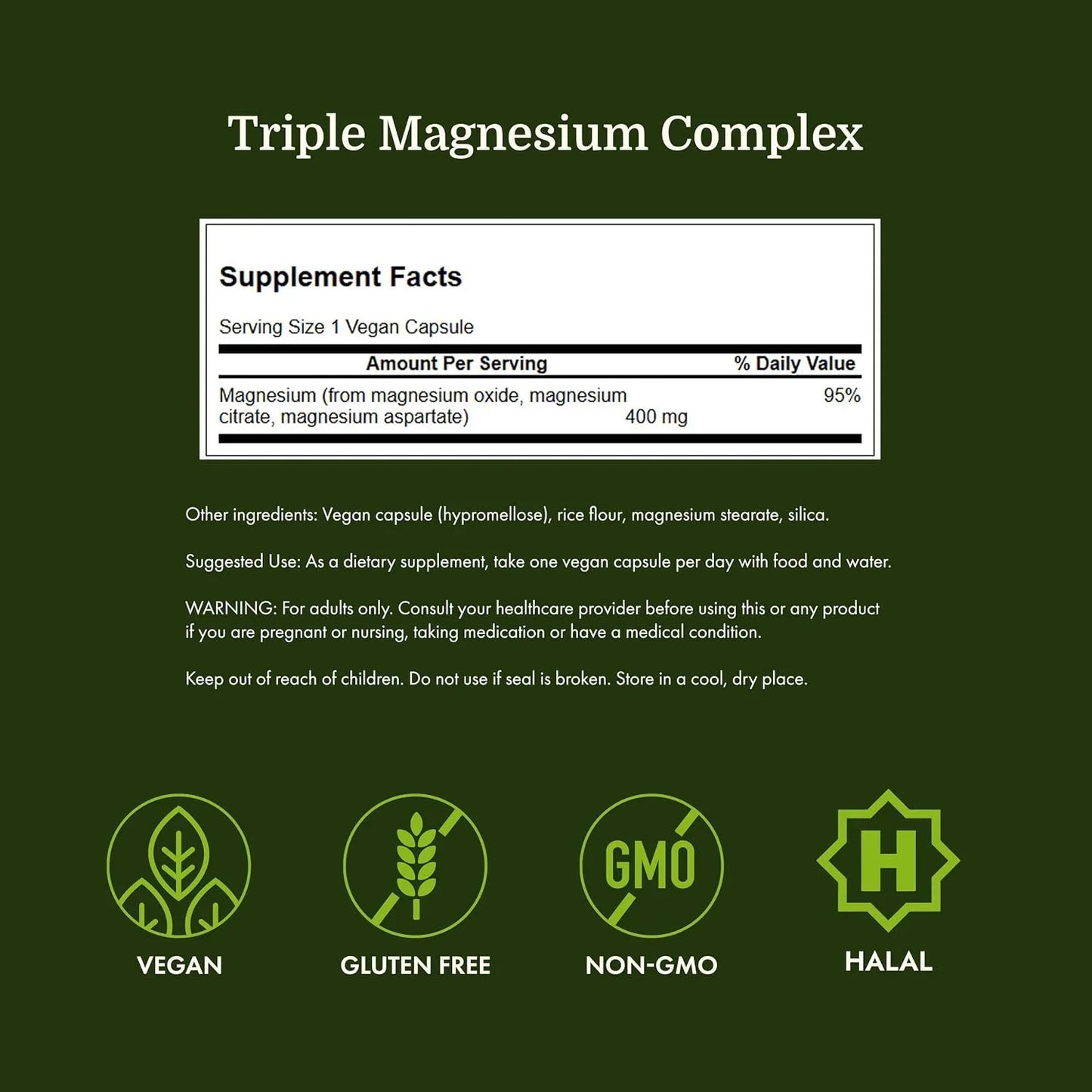 Swanson Triple Magnesium Complex, 400 mg, 100 Caps, 2 Pack