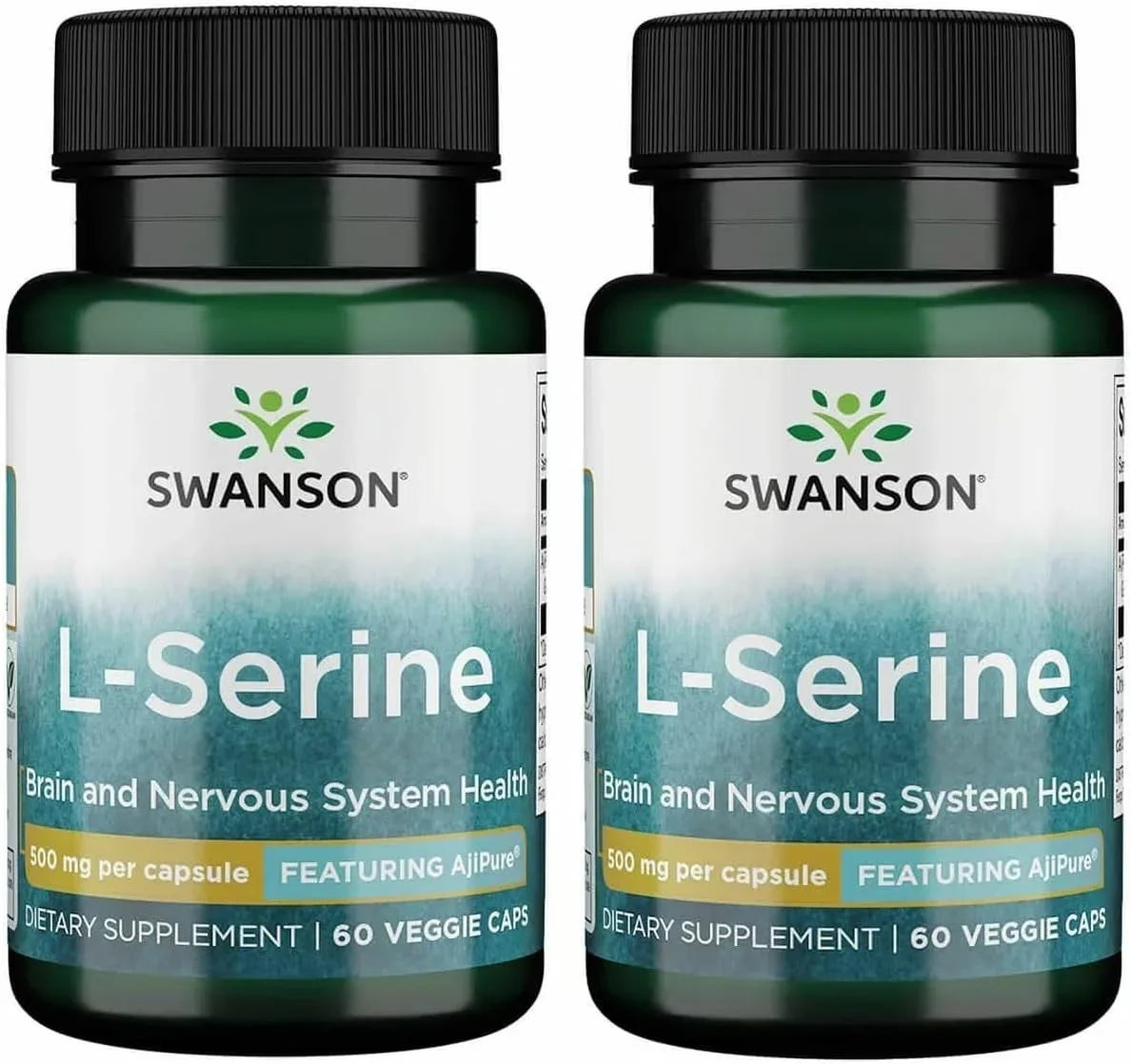 Swanson Ajipure L-Serine Amino Acid, 500 mg, 60 Veggie Capsules, 2 Pack