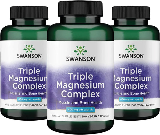 Swanson Triple Magnesium Complex, 400 mg, 100 Caps, 3 Pack