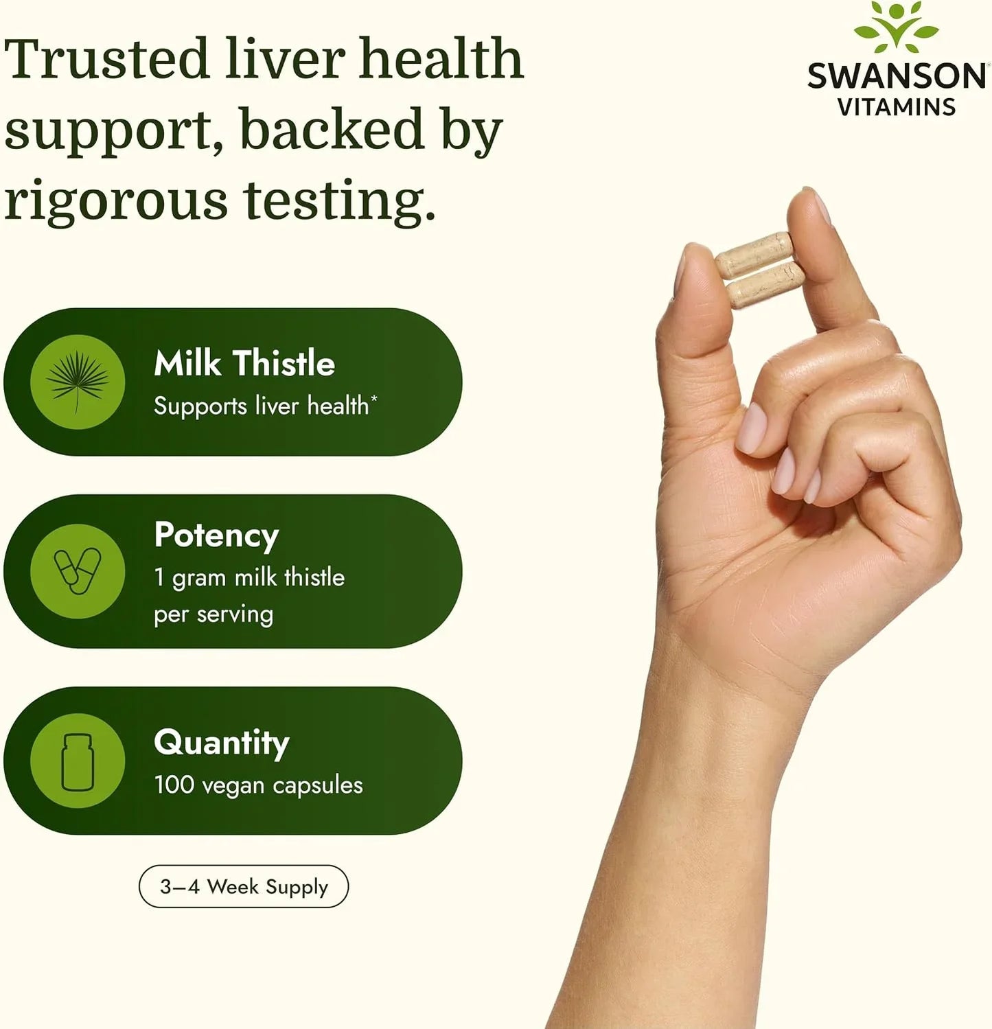 Swanson Full Spectrum Milk Thistle, 500 mg, 100 Vegan Capsules
