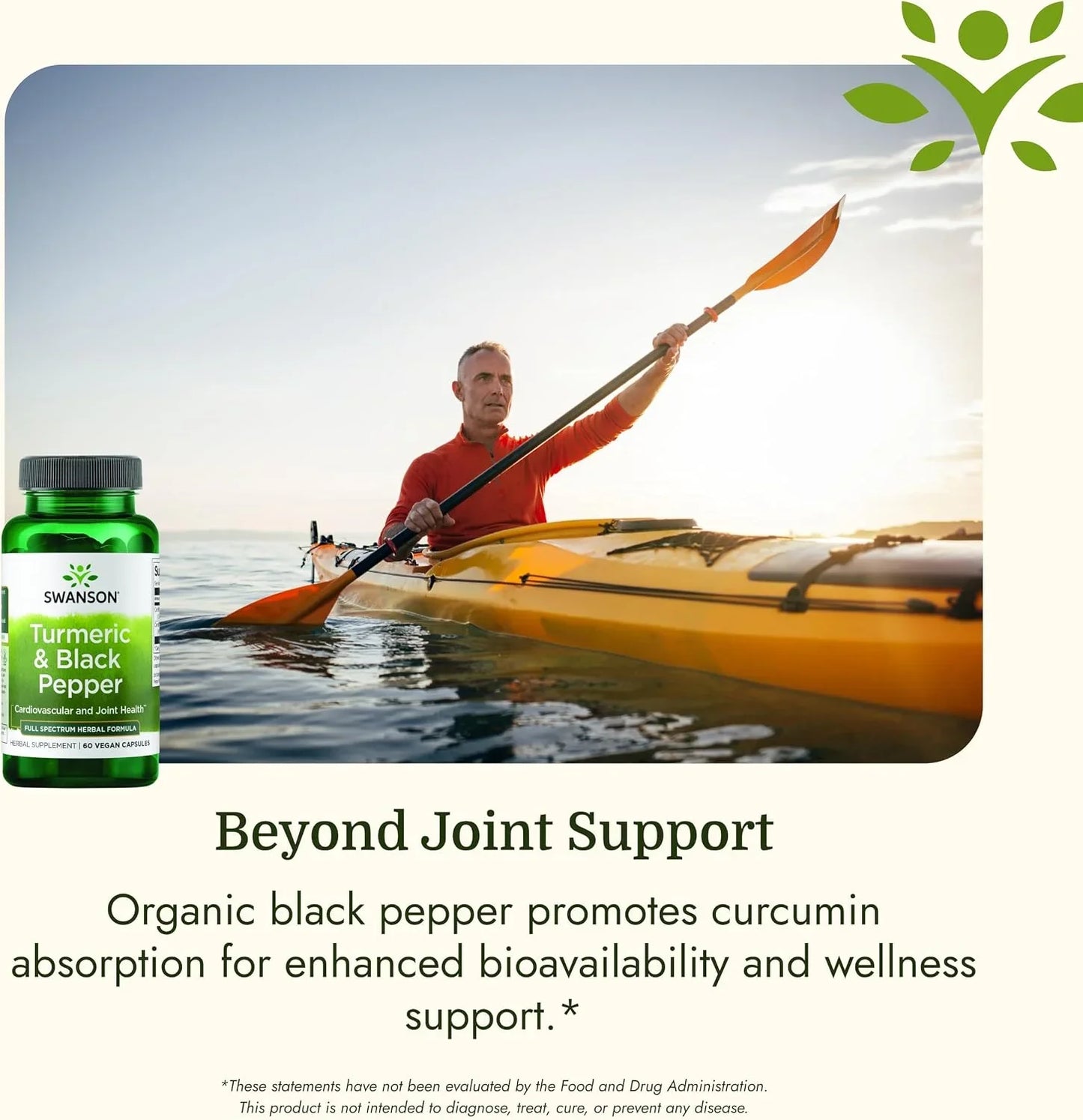 Swanson Organic Turmeric & Black Pepper Joint Health, 60 Veg Caps