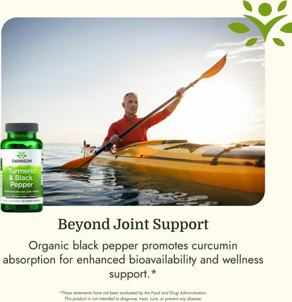 Swanson Organic Turmeric & Black Pepper Joint Health, 60 Veg Caps