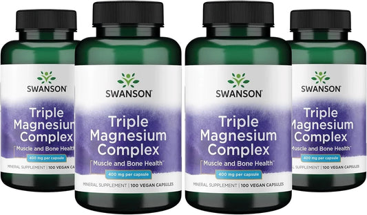 Swanson Triple Magnesium Complex, 400 mg, 100 Caps, 4 Pack