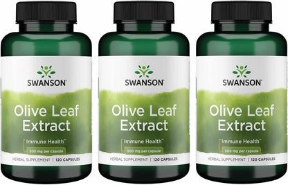 Swanson Olive Leaf Extract Immune Health, 500 mg, 120 Caps, 3 Pack
