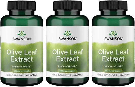 Swanson Olive Leaf Extract Immune Health, 500 mg, 120 Caps, 3 Pack