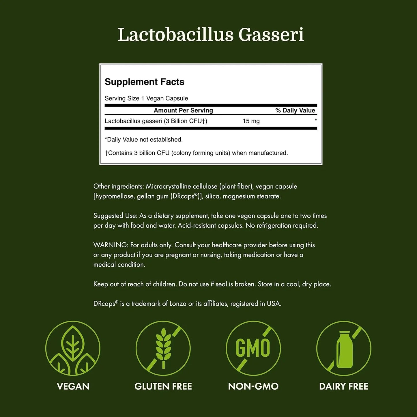 Swanson Lactobacillus Gasseri Probiotic, 3 Billion CFU, 60 Vegan Capsules