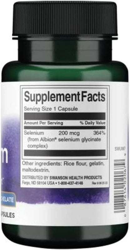 Swanson Albion Complexed Selenium 200 mcg, 90 Capsules