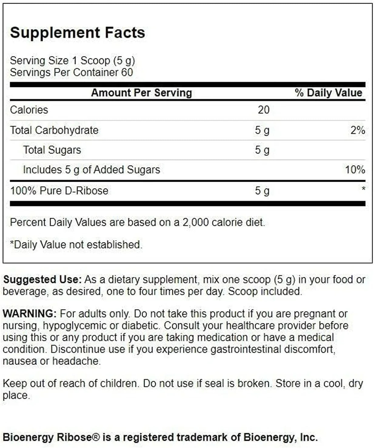 Swanson Ultra D-Ribose Powder, 100% Pure Non-GMO, 10.6 oz, 2 Pack