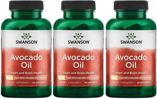 Swanson Avocado Oil, Essential Fatty Acids, 60 Softgels, 1 g Each, 3 Pack