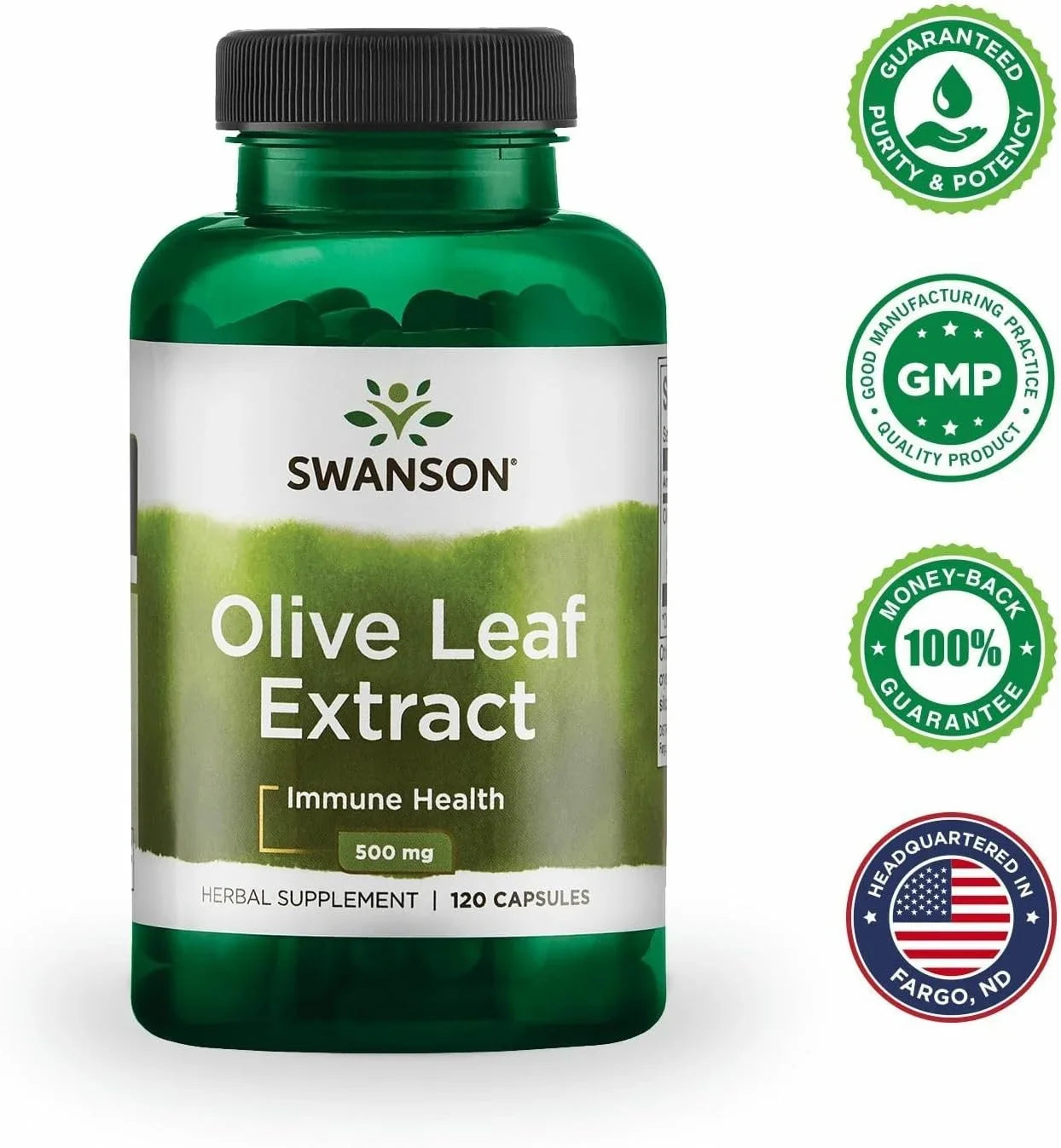 Swanson Olive Leaf Extract Immune Health, 500 mg, 120 Caps, 4 Pack