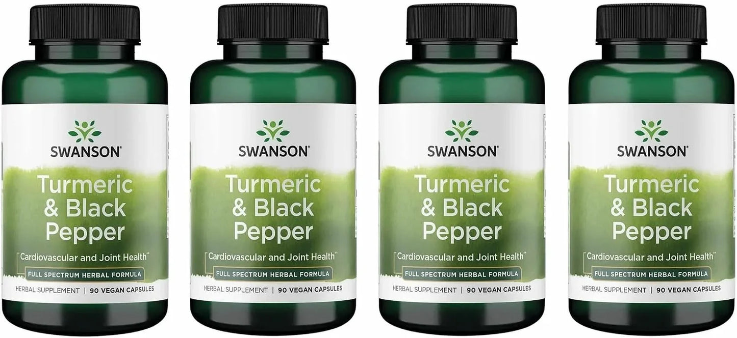 Swanson Premium Turmeric & Black Pepper Antioxidant Supplement, 4 Pack