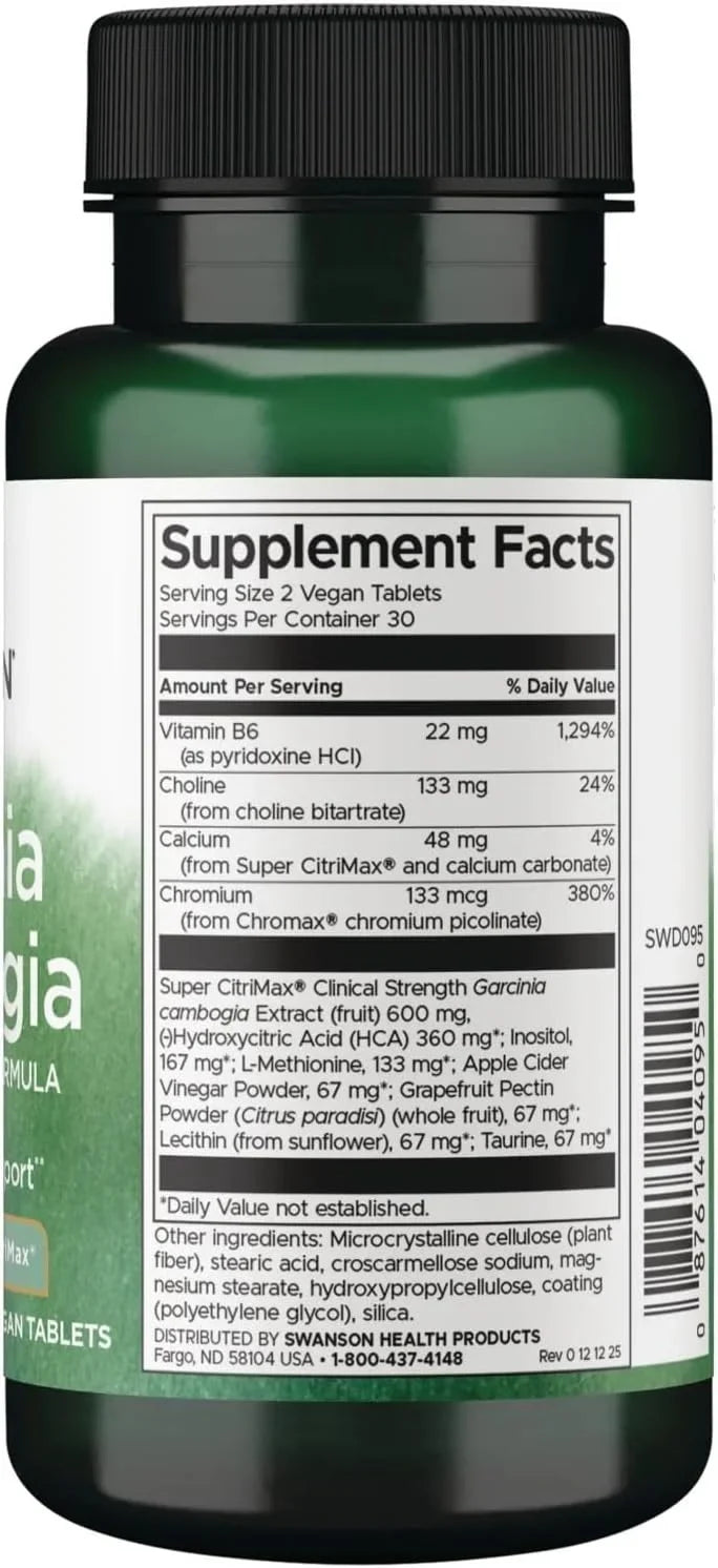 Swanson Garcinia Cambogia Comprehensive Formula, 60 Vegan Tablets
