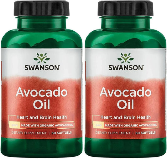 Swanson Avocado Oil, Essential Fatty Acids, 60 Softgels, 1 g Each, 2 Pack