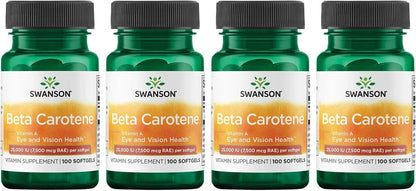 Swanson Beta-Carotene (Vitamin A) 25000 IU (7500 mcg) 100 Softgels, 4 Pk