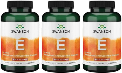 Swanson Natural Vitamin E 400 IU (268 Milligrams), 250 Softgels, 3 Pack