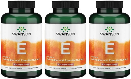 Swanson Natural Vitamin E 400 IU (268 Milligrams), 250 Softgels, 3 Pack