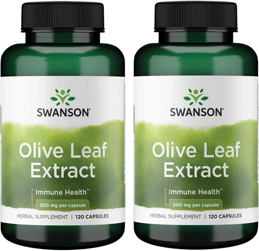 Swanson Olive Leaf Extract Immune Health, 500 mg, 120 Caps, 2 Pack