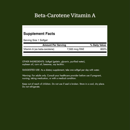 Swanson Beta-Carotene Vitamin A 25,000 IU, 7,500 mcg, 300 Softgels, 1 Pack