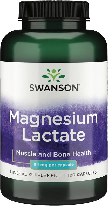 Swanson Magnesium Lactate Lactose-Free, 84 mg, 120 Capsules
