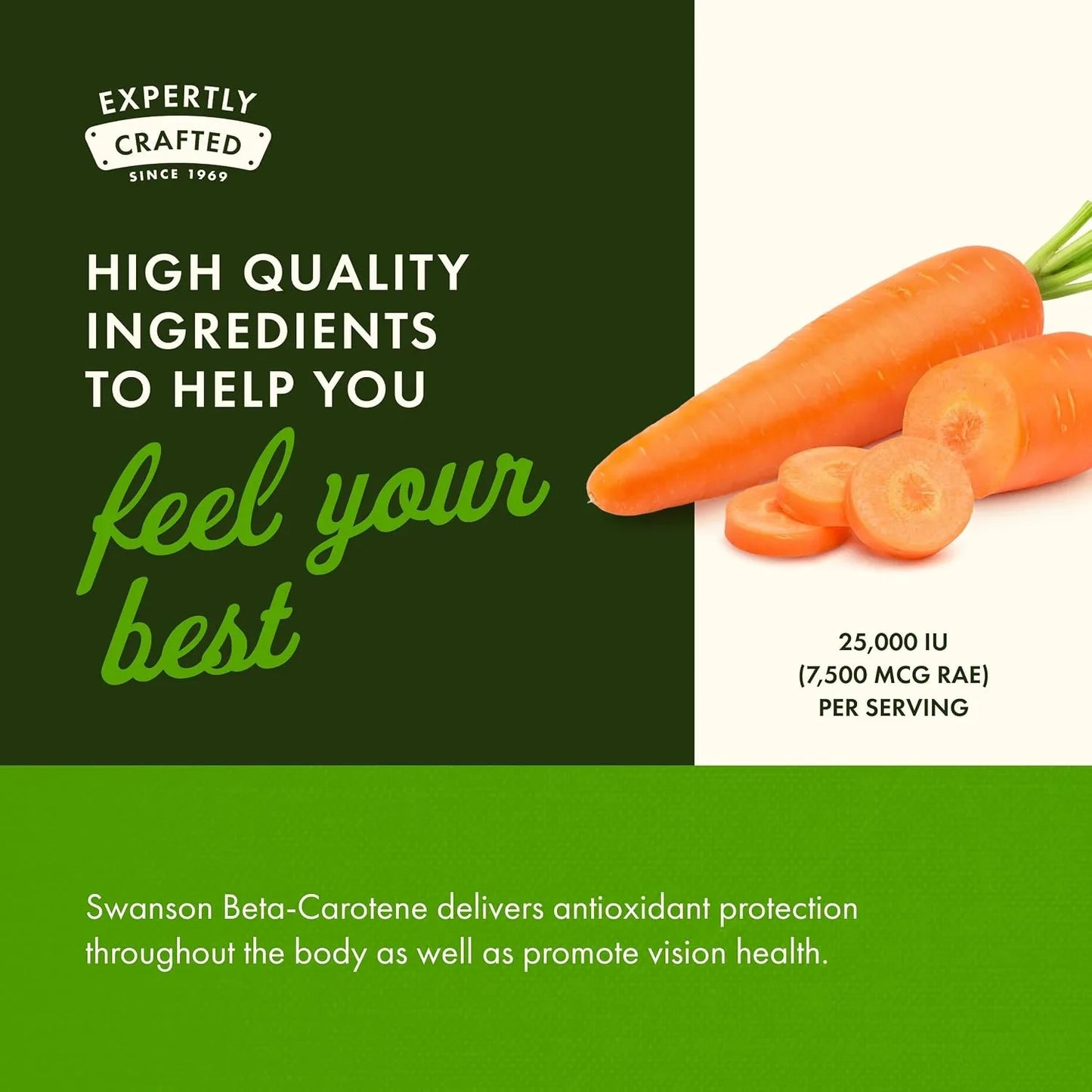 Swanson Beta-Carotene (Vitamin A) 25000 IU (7500 mcg) 100 Softgels, 4 Pk