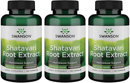 Swanson Shatavari Ayurvedic Female Rejuvenator 500 mg, 120 Capsules, 3 Pk