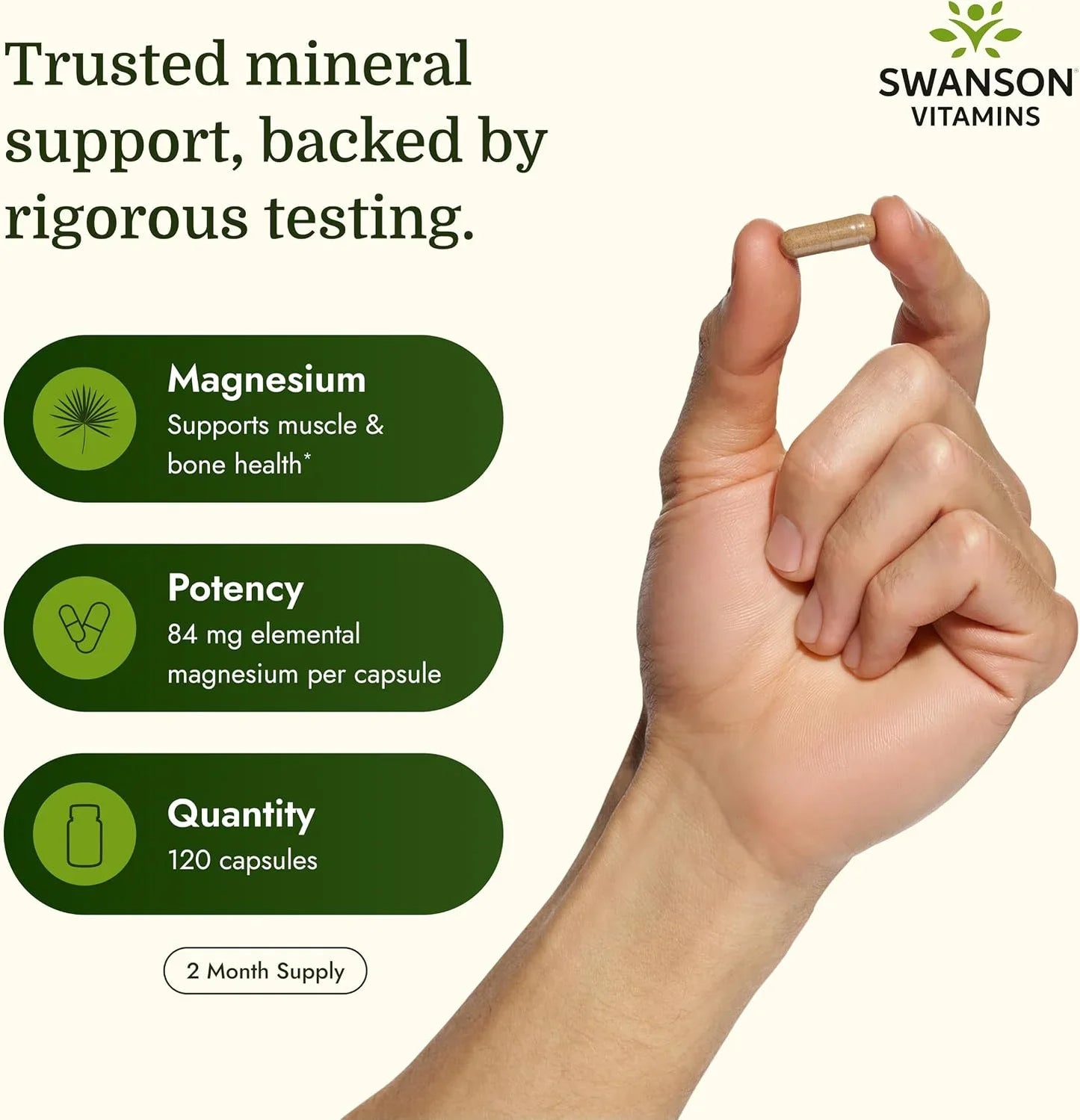 Swanson Magnesium Lactate Lactose-Free, 84 mg, 120 Capsules