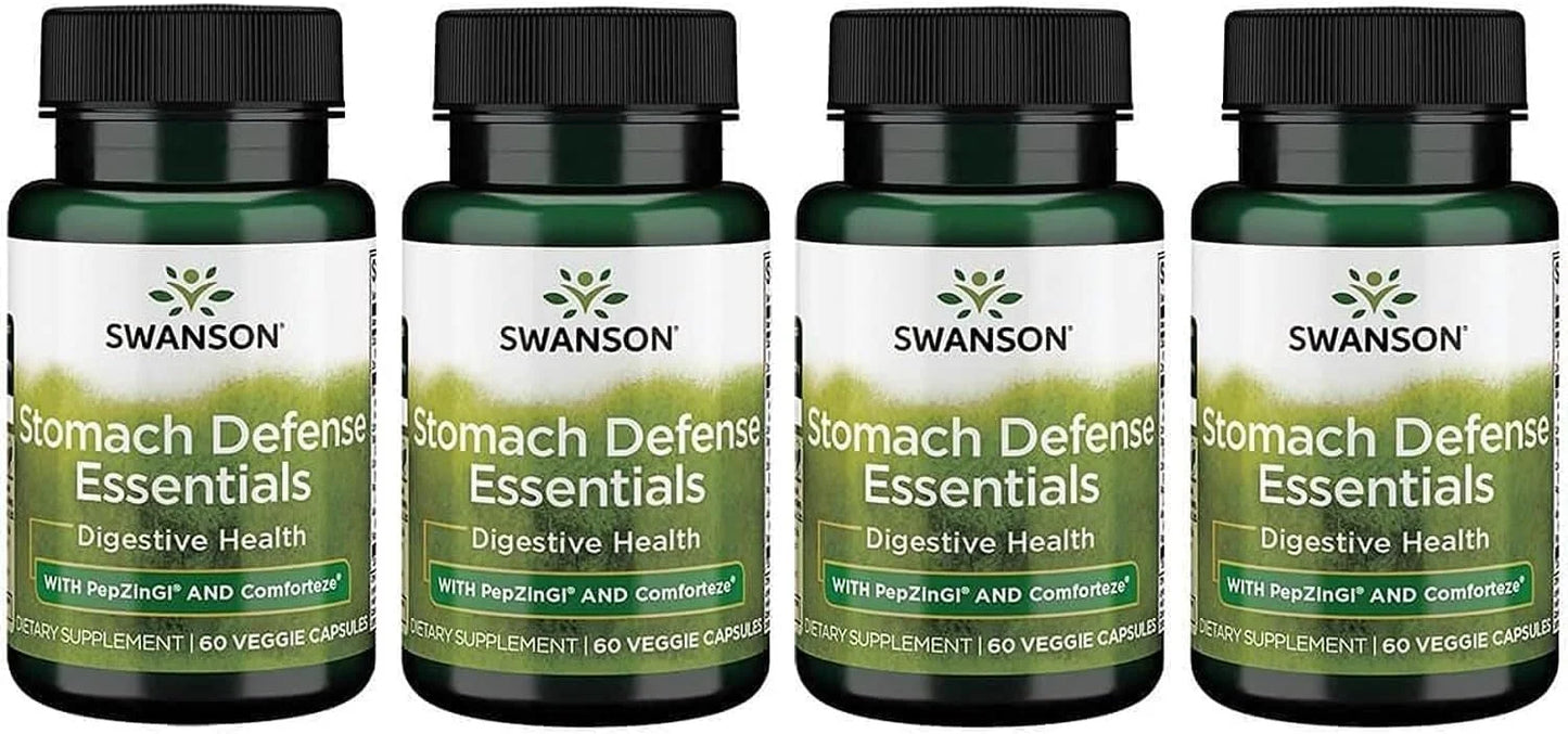 Swanson Stomach Defense Essentials, 60 Veg Capsules, 4 Pack