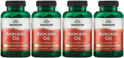 Swanson Avocado Oil - Natural Supplement Full of Essential Fatty Acids - Made with Organic Avocado Oil - (60 Softgels, 1g Each) (4 Pack)