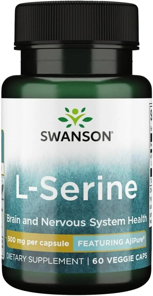 Swanson Ajipure L-Serine USP Grade Amino Acid, 500 mg, 60 Veggie Capsules