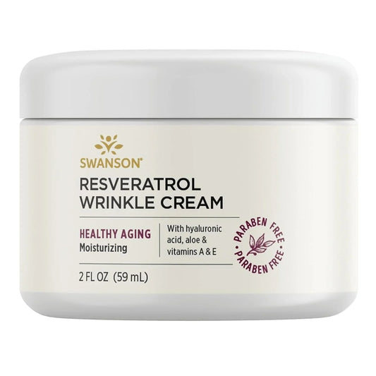 Swanson Resveratrol Wrinkle Cream with Hyaluronic Acid, 2 fl oz (59 ml)