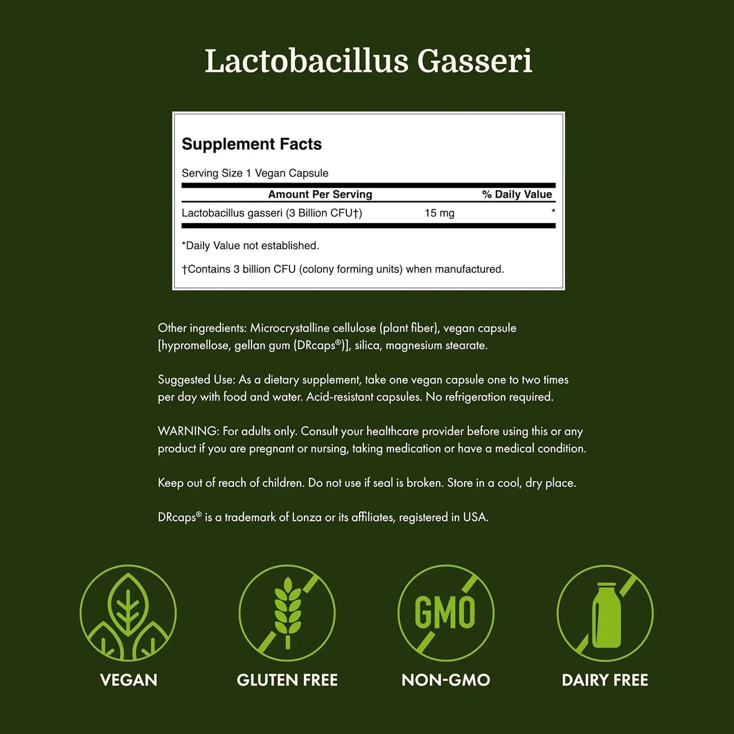 Swanson Lactobacillus Gasseri Probiotic, 3 Billion CFU, 60 Veg Caps, 2 Pk