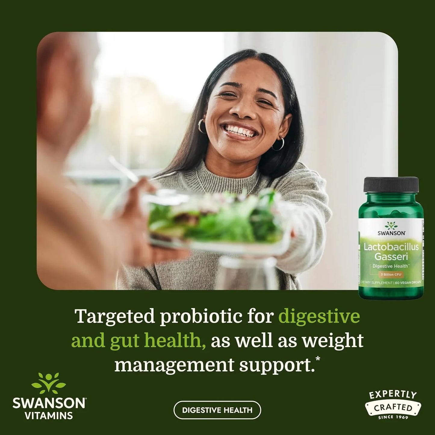 Swanson Lactobacillus Gasseri Probiotic, 3 Billion CFU, 60 Vegan Capsules
