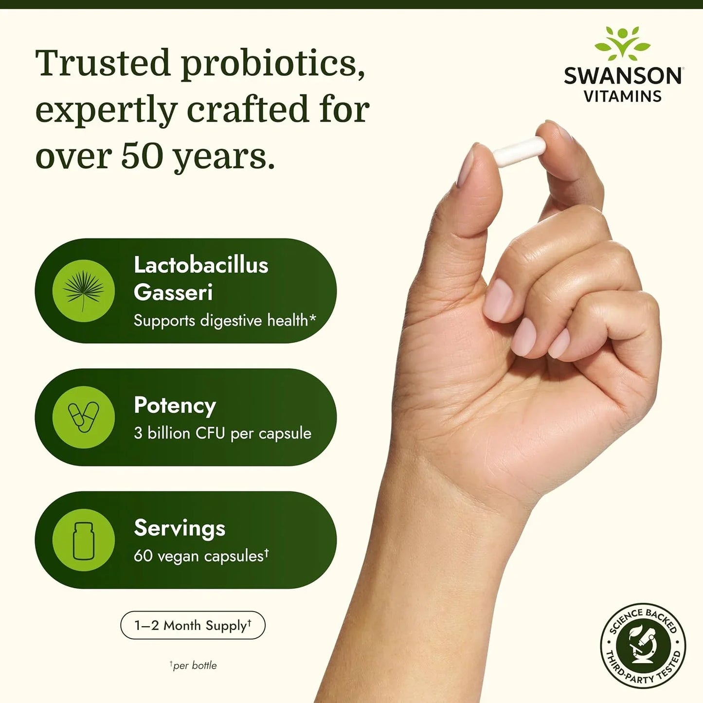 Swanson Lactobacillus Gasseri Probiotic, 3 Billion CFU, 60 Veg Caps, 2 Pk