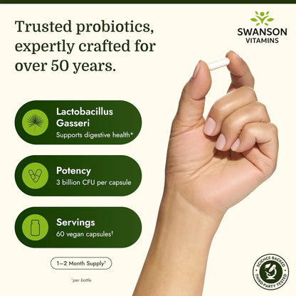 Swanson Lactobacillus Gasseri Probiotic, 3 Billion CFU, 60 Veg Caps, 2 Pk