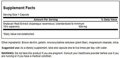 Swanson Shatavari Ayurvedic Female Rejuvenator 500 mg, 120 Capsules, 2 Pk