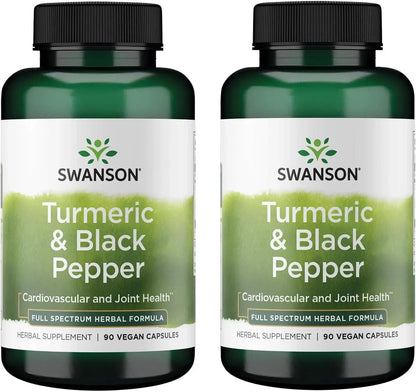 Swanson Premium Turmeric & Black Pepper Supplement, 90 Vegan Caps, 2 Pack