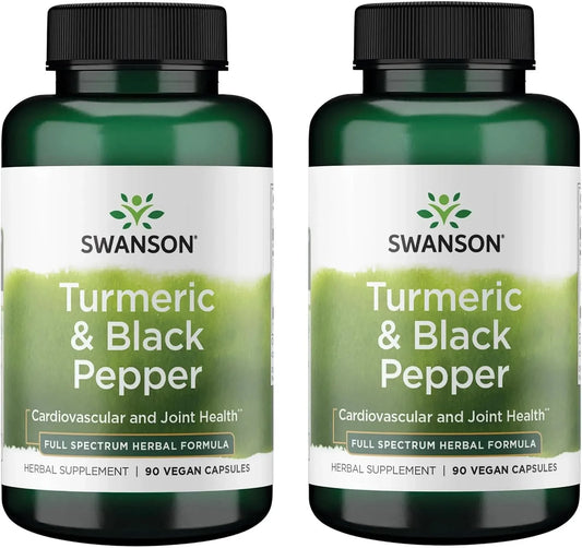 Swanson Premium Turmeric & Black Pepper Supplement, 90 Vegan Caps, 2 Pack