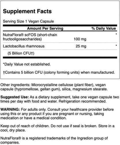 Swanson Lactobacillus Rhamnosus with FOS, 5 Billion CFU, 60 Veggie Capsules
