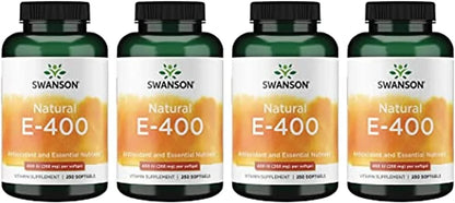 Swanson Natural Vitamin E 400 IU (268 Milligrams), 250 Softgels, 4 Pack