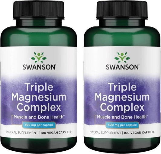 Swanson Triple Magnesium Complex, 400 mg, 100 Caps, 2 Pack