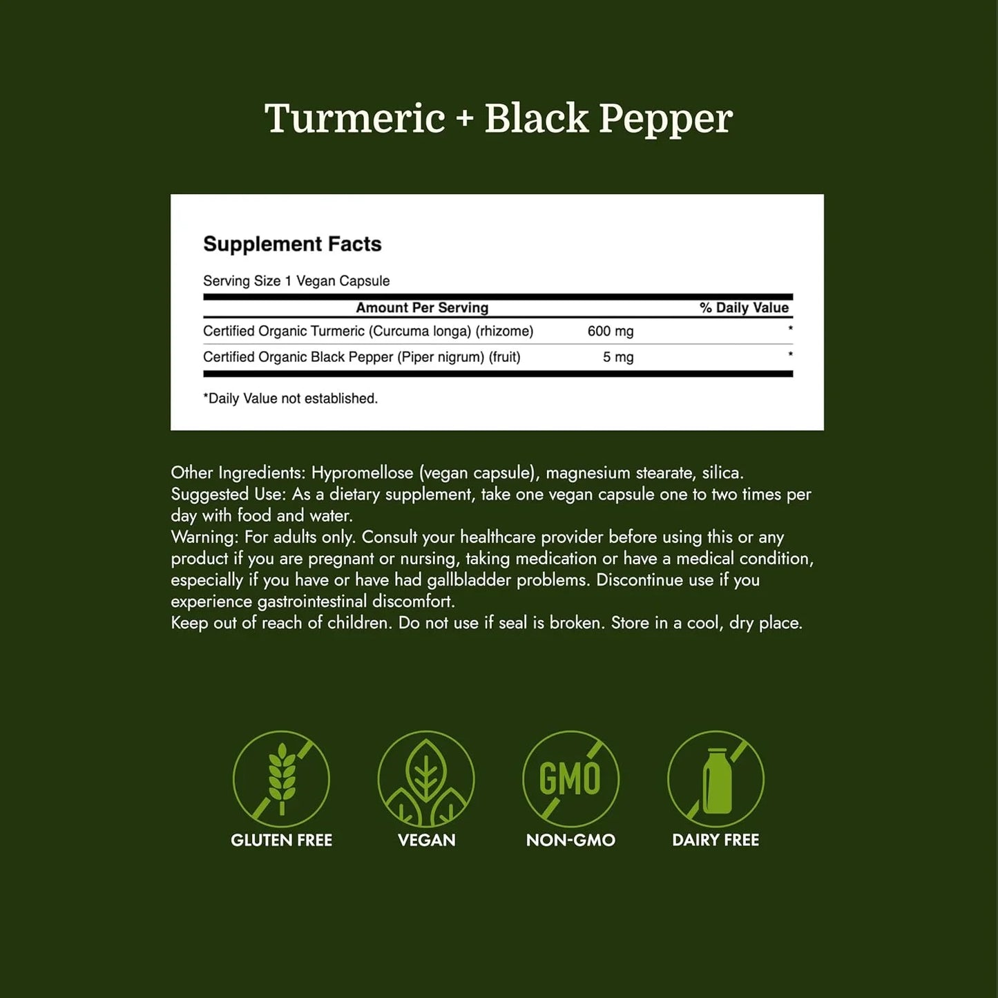 Swanson Organic Turmeric & Black Pepper Joint Health, 60 Veg Caps
