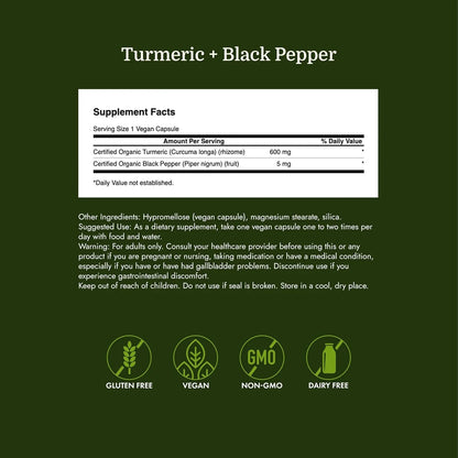 Swanson Organic Turmeric & Black Pepper Joint Health, 60 Veg Caps