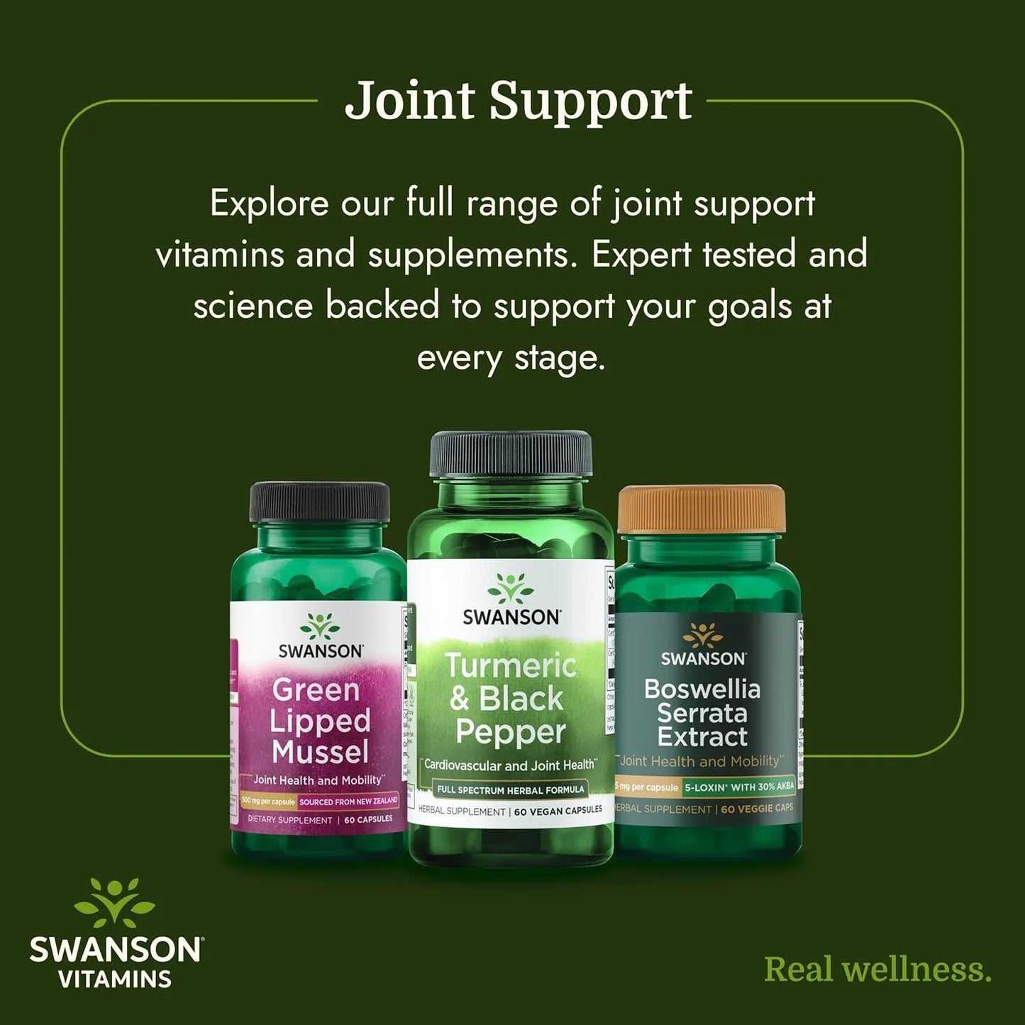Swanson Organic Turmeric & Black Pepper Joint Health, 60 Veg Caps
