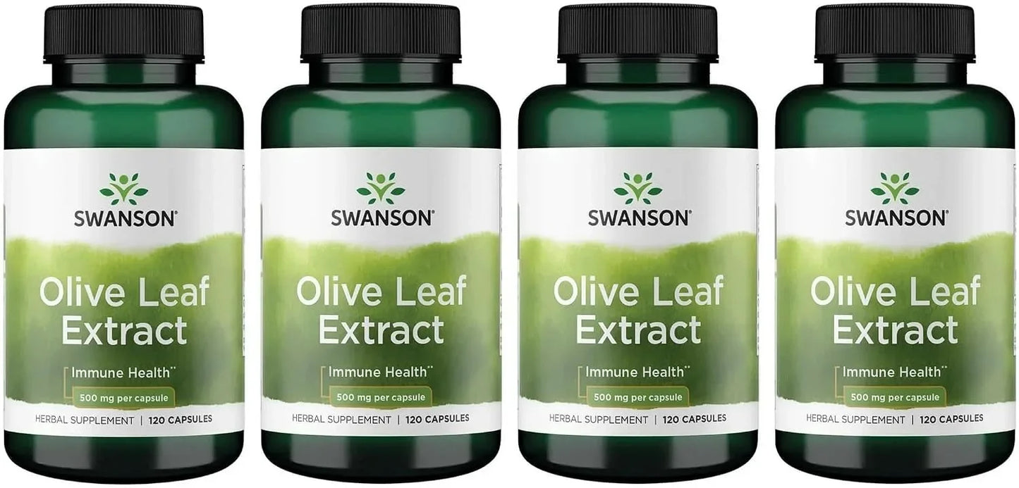 Swanson Olive Leaf Extract Immune Health, 500 mg, 120 Caps, 4 Pack