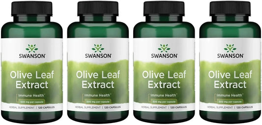 Swanson Olive Leaf Extract Immune Health, 500 mg, 120 Caps, 4 Pack