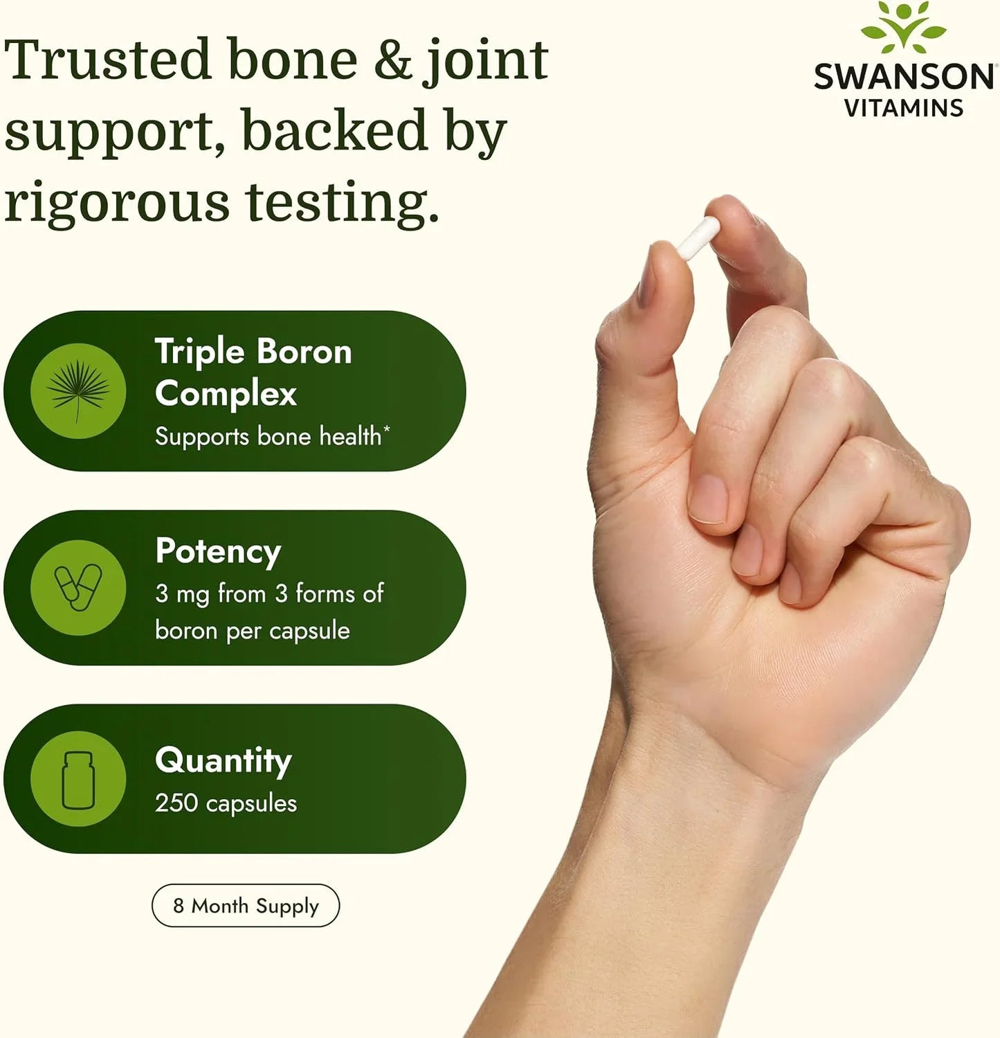 Swanson Triple Boron Complex Bone and Joint Supplement, 250 Capsules