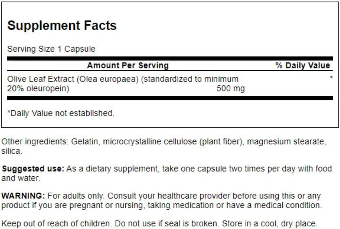 Swanson Olive Leaf Extract Immune Health, 500 mg, 120 Caps