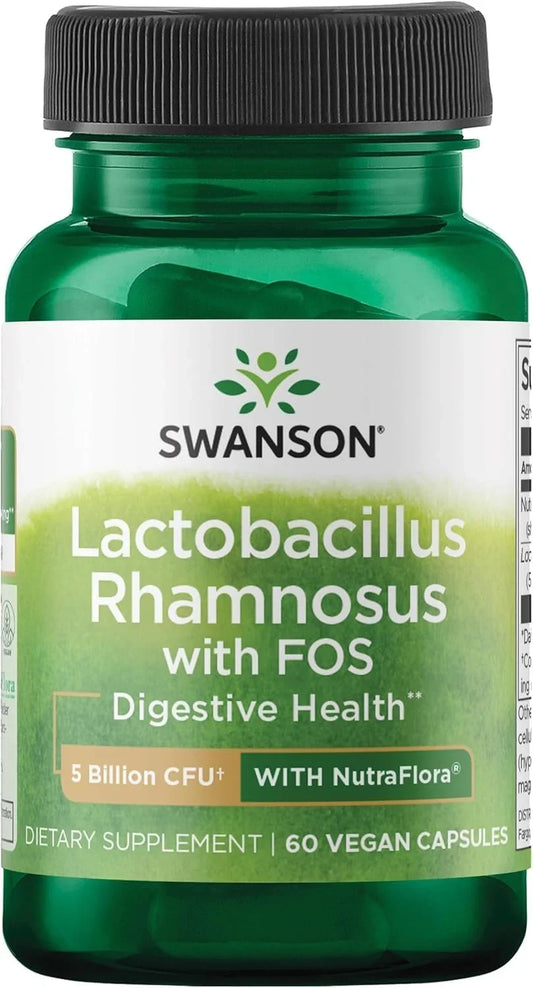 Swanson Lactobacillus Rhamnosus with FOS, 5 Billion CFU, 60 Veggie Capsules